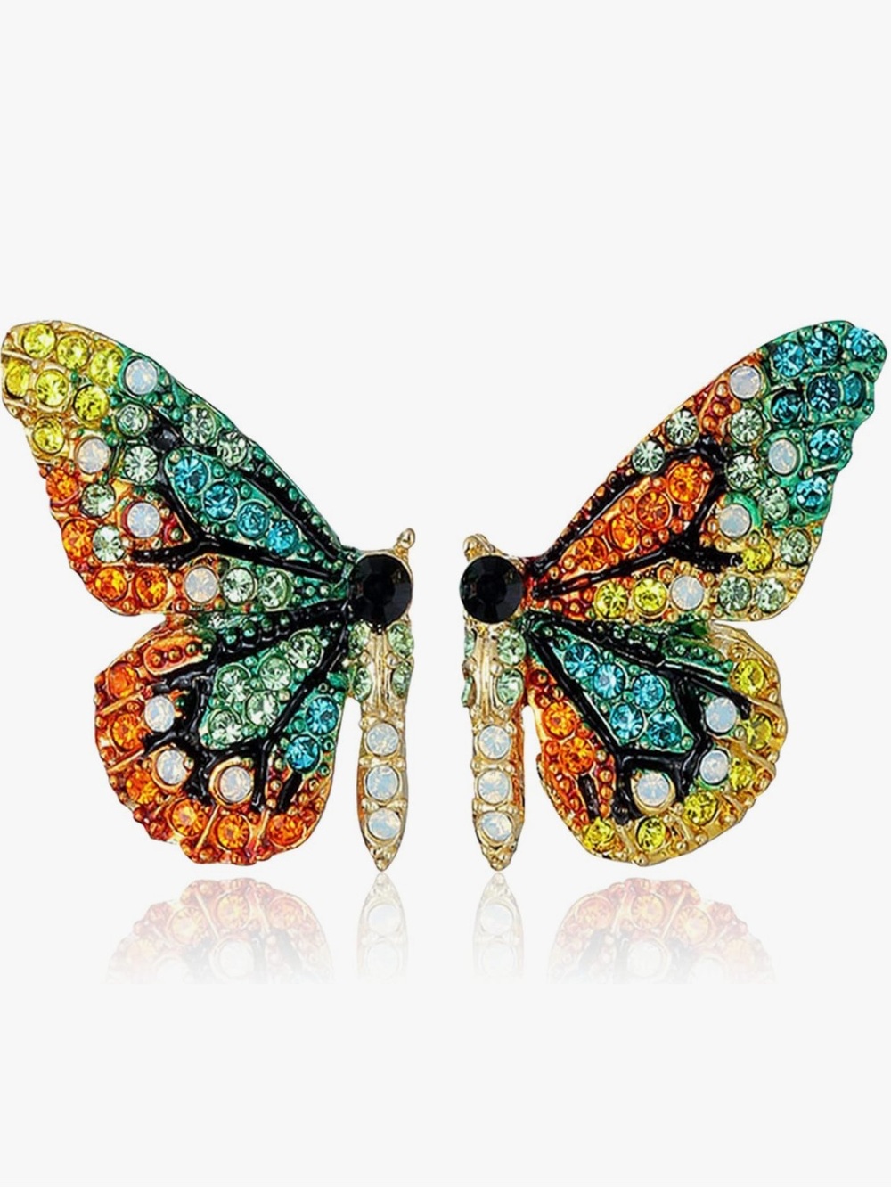 Multicolor Crystal Butterfly Stud Earrings